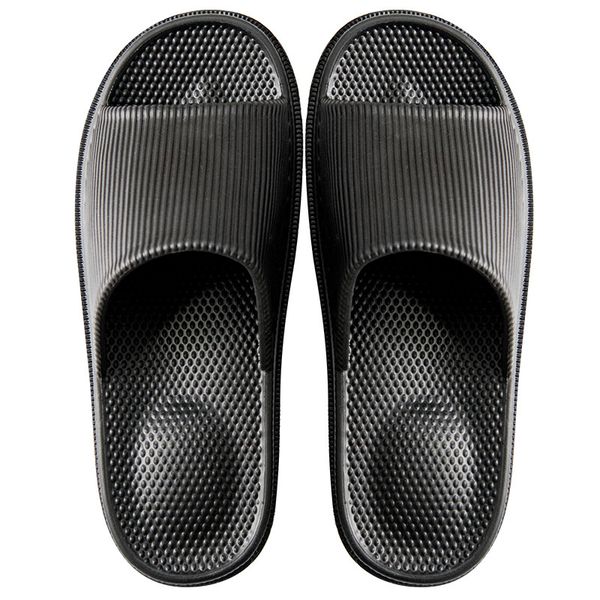 

2020 home slippers shoes solid color anti-slip slippers flip flop shower shoes slip on sandals home, Black