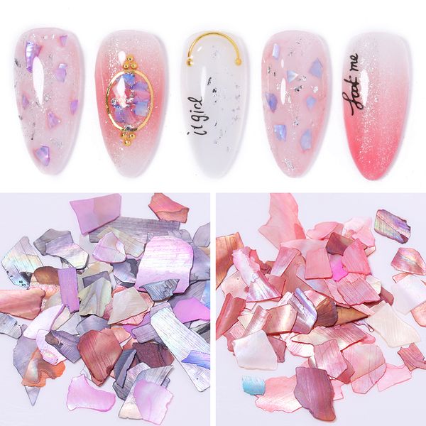 

3d irregular seashell slices nail sequins nail accessories thin nails flakes holographic glittering art decorations, Silver;gold