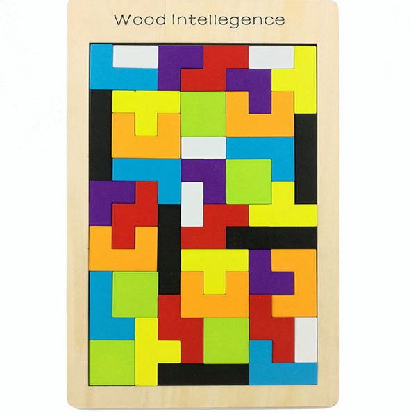 

fast shipping wooden tetris game educational jigsaw puzzle toys wood tangram brain-teaser puzzle preschool children kids toy