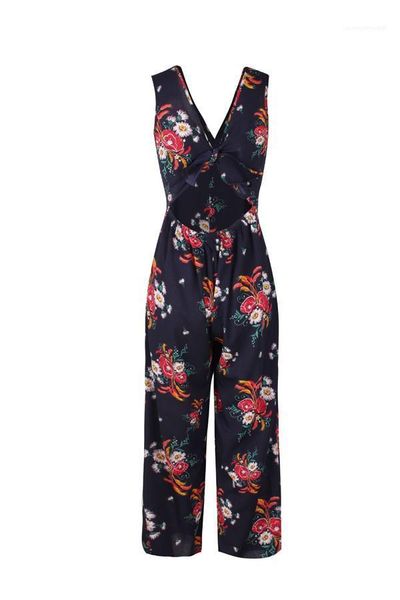 

designer flora print breif apparel fashion rompers fashion v necck back hollow out sashes ladies jumpsuit new, Black;white