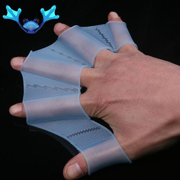 

1 pair frog type silicone girdle swimming hand fins flippers palm finger webbed gloves paddle water sports swim accessory