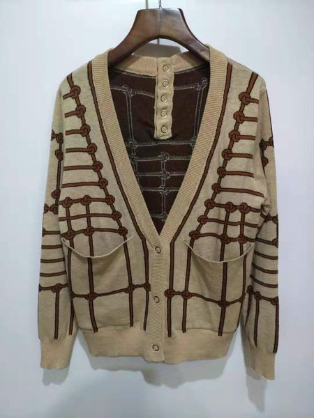 

dress 2019 fall new european and american fashion women's knit luxury women designer sweaters cardigan ol commuting style khaki sweater, White;black