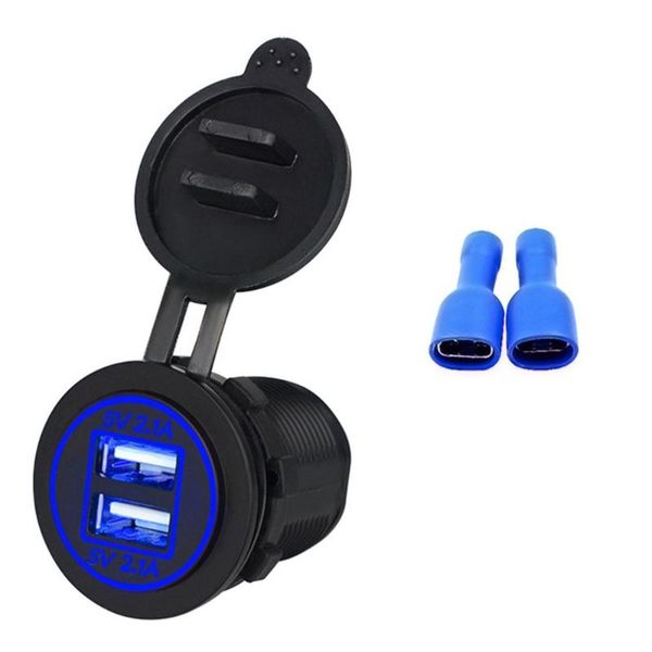 

2usb ports 4.2a led light motorcycle cigarette lighter socket plug waterproof socket motorbike phone charger adapter