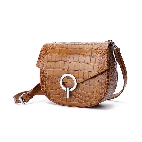 

мода кожаная сумка 2020 новый седло мешок просто мешок плеча сплошной цвет элегантный мессенджер