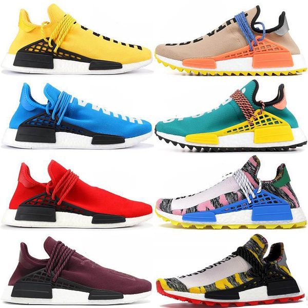 

дешевые беговые кроссовки человеческой расы мужчины женщины pharrell williams hu runner желтый черный белый роскошные мужские женские дизайн
