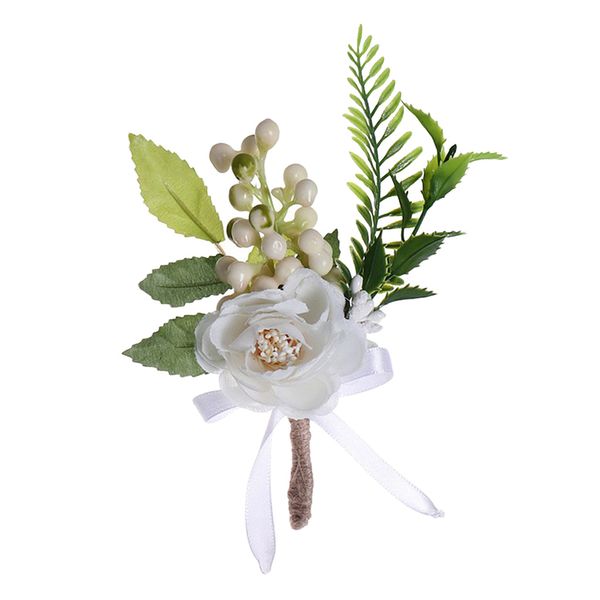 

romantic wedding party bride satin flower leaves boutonniere corsage