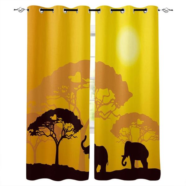 

elephant forest jungle orange window curtains living room kitchen curtains for bedroom left and right biparting open