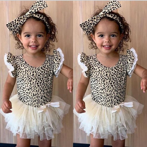 

baby summer dress leopard print bow princess dress for girls baby girl headbands summer outfits robe princesse enfant fille t5, Red;yellow