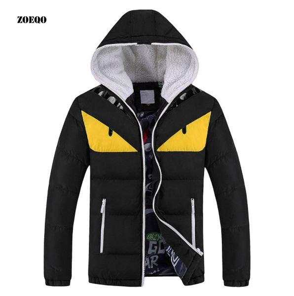 

new fashion winter jacket men warm cotton padded parkas hombre invierno plus size mens casual hooded jackets, Black