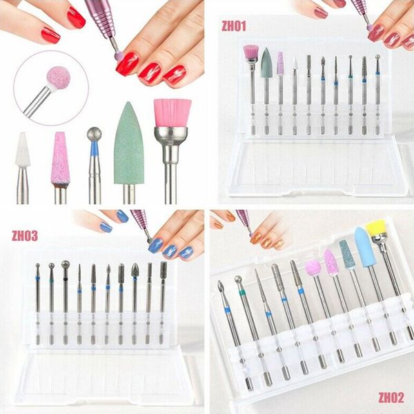 

10 in 1 nail art electric file drill bits alloy tungsten steel manicure pedicure set nail polisher electric file manicure