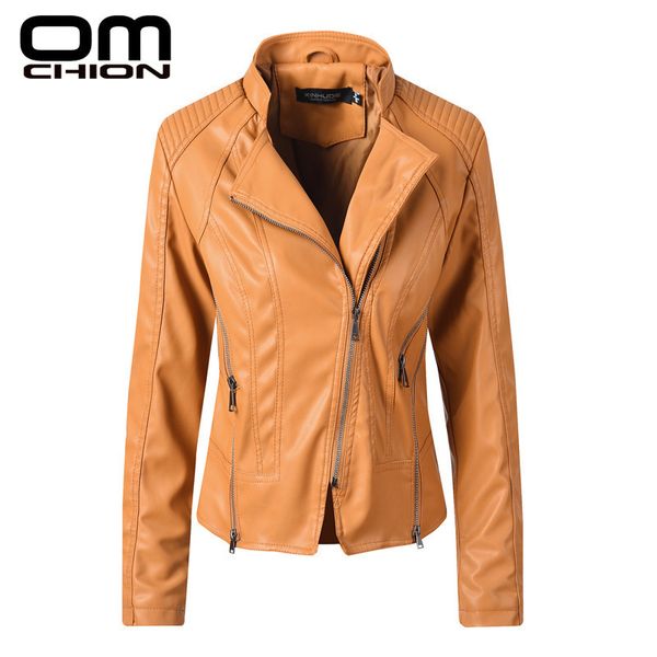 

omchion leather jacket women 2019 black pu leather short jacket mandarin collar streetwear zippers slim ladies coat lmj127