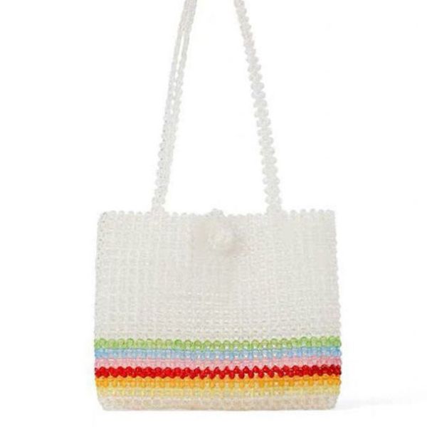 

minority rainbow handbags handmade beaded bag heavy work beads package ins super fire handbag woven bag