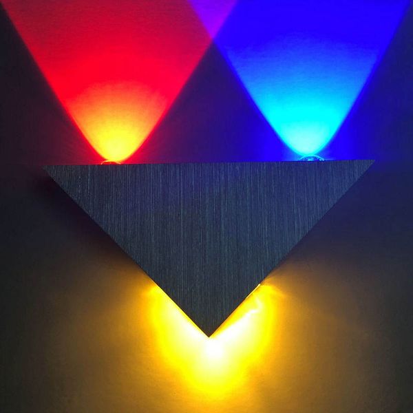 

led wall light 5w ac90-265v colorful decoration triangle aluminum wall lamps for bedroom home lighting luminaire light fixture 10101