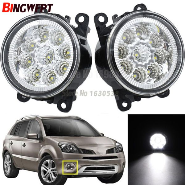 

2pcs car exterior accessories h11 led fog lamps white yellow for koleos hy closed off-road vehicle 2008-2015