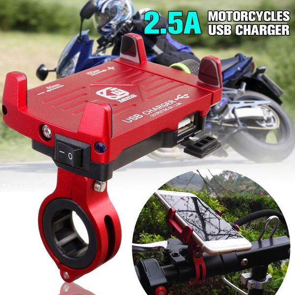 

universal aluminum motorcycle phone holder usb charger cell phone holder bicycle phone holder for iphone x 8 7 fast charging