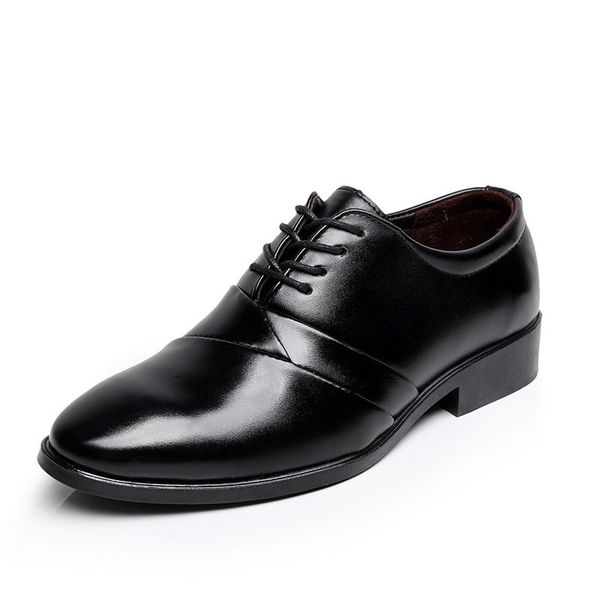 

2019men dress shoes formal business work soft patent leather pointed toe man male men's oxford flats office fashion oxford shoes, Black