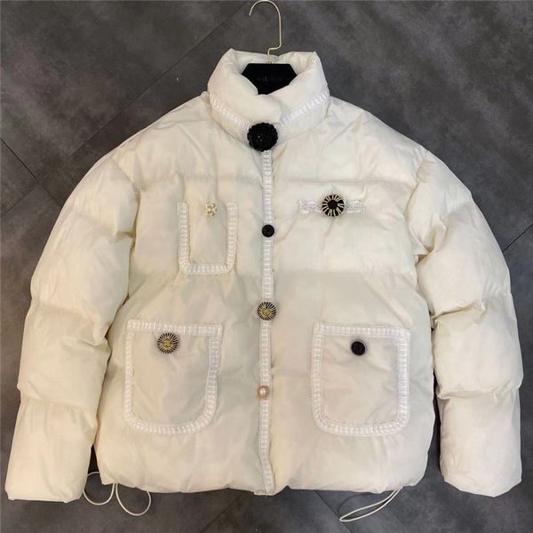 

thick warm button pocket women winter parka long sleeve loose casual female winter jacket coat, Black