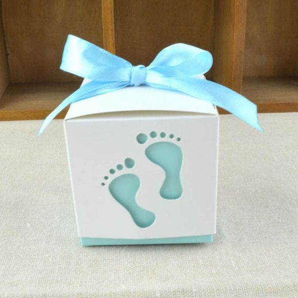 

50pcs cut baby feet gift candy bomboniere boxes wedding favor baby shower