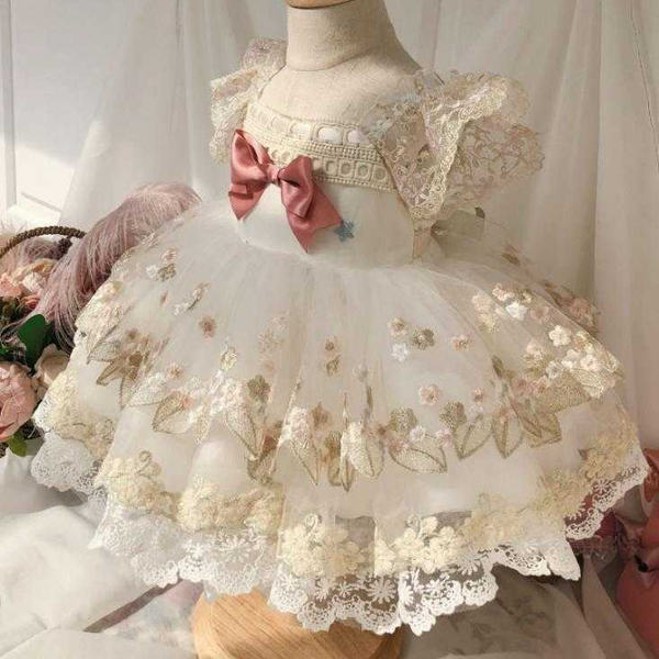 

2020summer lolita spanish princess lace mesh dress for bady girls birthday party bow ball gown dress for childrens, Red;yellow