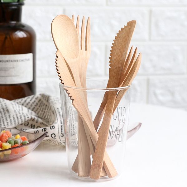 

bamboo cutlery set portable spoon slice fork wooden flatware reusable picnic travel disposable eco-friendly outdoor light weight dinnerware