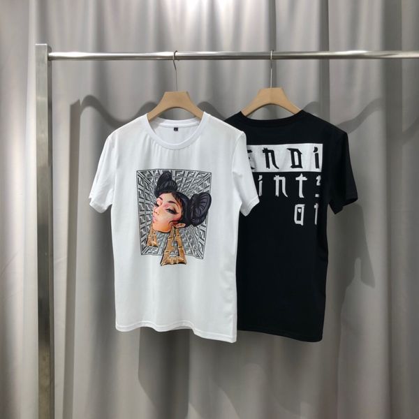 

2020ss весной и летом новый высококачественный хлопок печати короткий рукав круглый шею панель t-shirt размер: -l-xl-xxl-xxxl цвет: черный, White;black