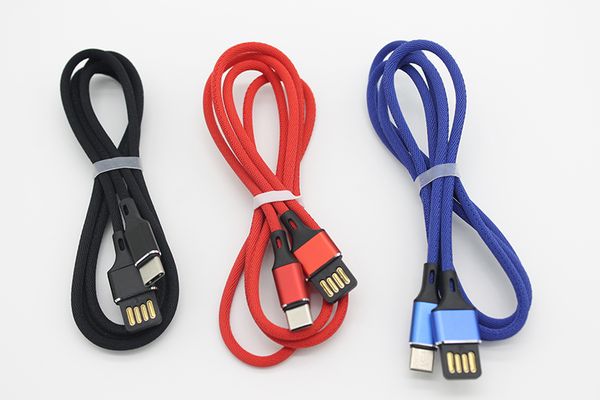 

universal 1m/3ft aluminum shell fabric usb to type-c data fast charging cable type c cable od 3.5mm via dhl 100+