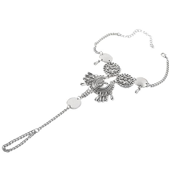 

fashion ethnic hollow flower tassel sandals foot chain barefoot beach anklet, Red;blue