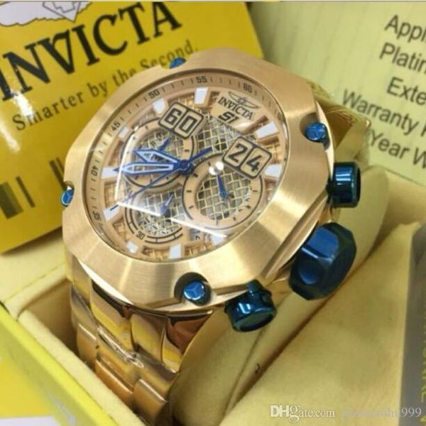 

dropshipping 2020 swiss cosc invicta brand 18k gold chronograph luminous multifunction complete calendar men's quartz watch