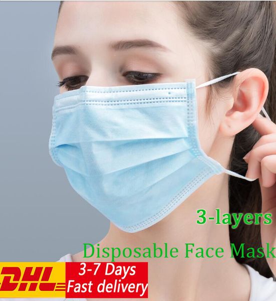 

3 слойная медицинские одноразовые маски для лица 3 слоя нетканые рот нетканые анти-пыли, анти-бактериальных лыж петлевыми креплениями дыхате