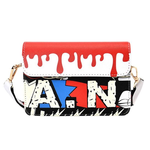 

2019 fashion graffiti letter printing women bag colorful unique shoulder bags for girls personality crossbody bags