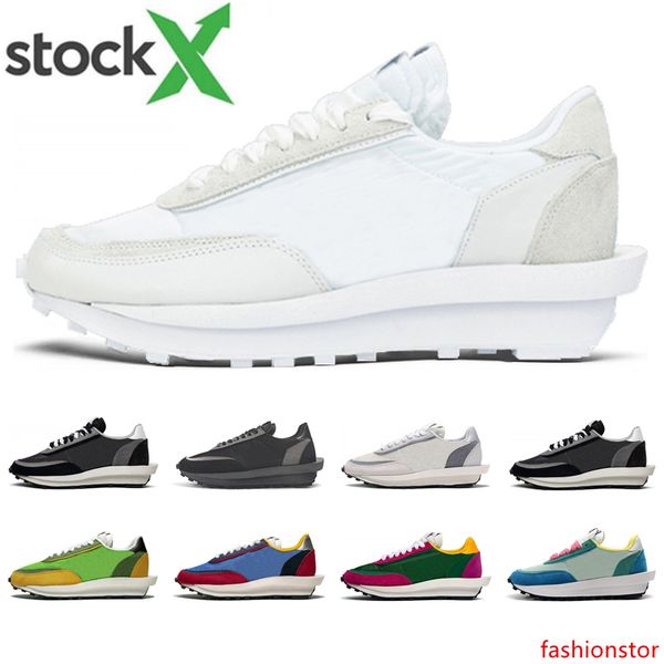 

2020 sacai ld waffle men women fashion sneakers triple black nylon summit white green multi mens trainer vintage casual shoes