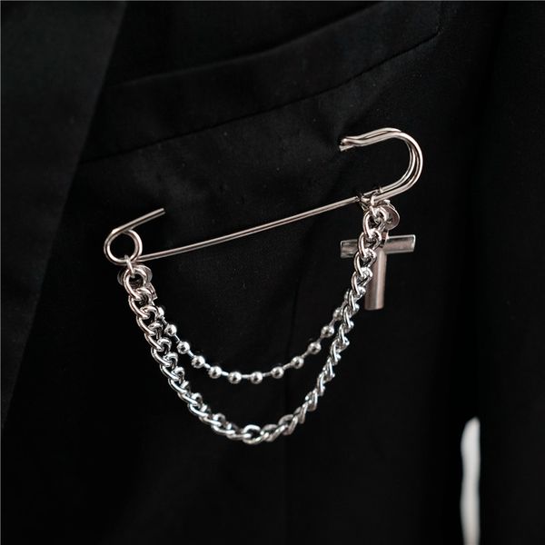 

fashion new round metal soil cool hip hop men and women street metal brooch sale, Gray