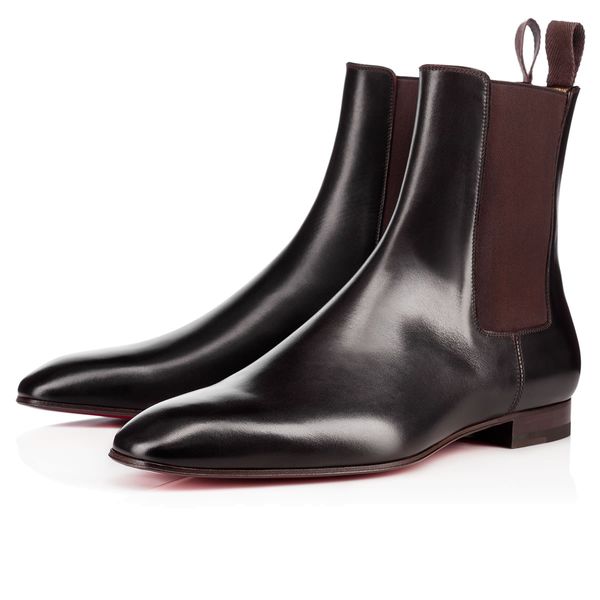 

New uper quality red bottom roadie flat for men ankle boot de ign comfortable genuine leather perfect party dre wedding walking eu38 47