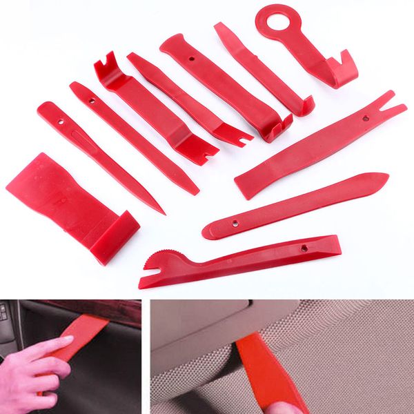 

new 11pcs/set auto car door plastic trim panel dash removal installation pry tool kit pp red / blue auto removal tool
