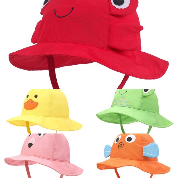 

uv-proof side fisherman cap baby cap sun baby children's fisherman hat sun-proof cartoon children's hat, Yellow