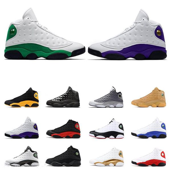 

new arrivel mens basketball shoes 13s lucky green 13 court purple black cat bred sports sneakers trainers athletic size 7-13