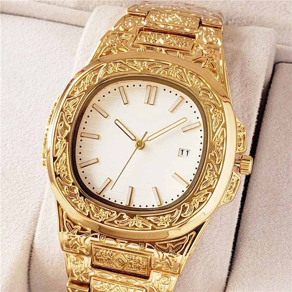 

Бренд Дизайнерские Мужские Часы Patk Luxury мужские часы стальной пояс модные ретро золотые часы резные Филипп человек случайные наручные часы