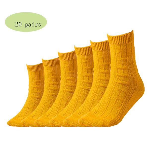 

20 pairs women's socks retro pattern breathable athleisure socks cotton soft comfy korean style sports solid color, Black