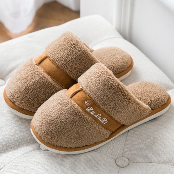 

2020 men's winter home slippers new winter keep warm couple indoor slippers non-slip shoes casual warm calzado hombre, Black