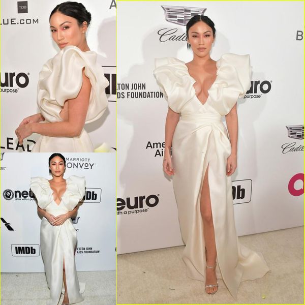 

2019 elegant prom dresses deep v-neck high side split sleeveless red carpet evening gowns sweep train plus size party dress, Black