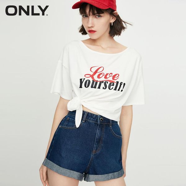

only summer women's high-rise worn cuffs denim shorts|118343503, Blue