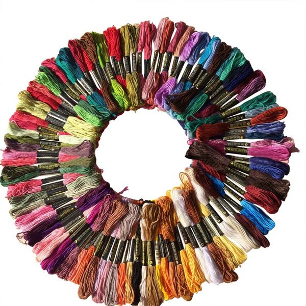 

mix colors 100pcs dmc cotton thread embroidery thread floss sewing skeins craft knitting spiraea diy sewing tools accessories, Black;white