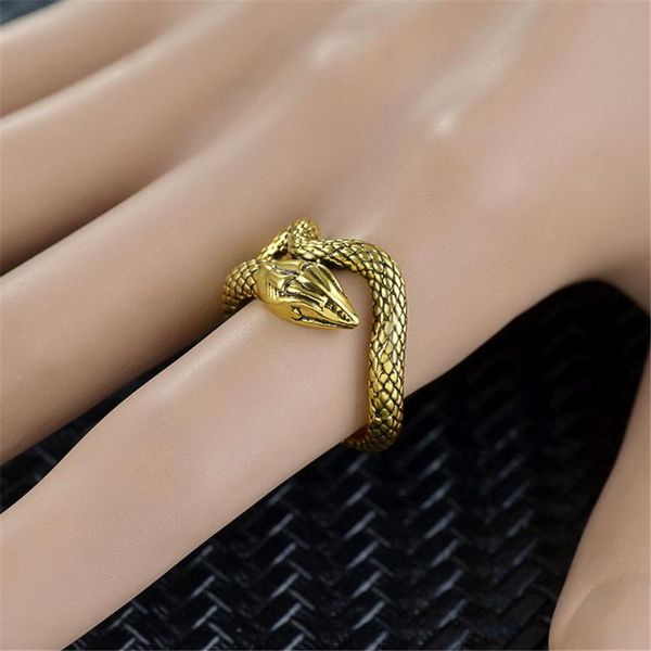 

cross-border wish fashion retro snake ring hip-hop punk exaggerated ring men and women jewelry new, Golden;silver