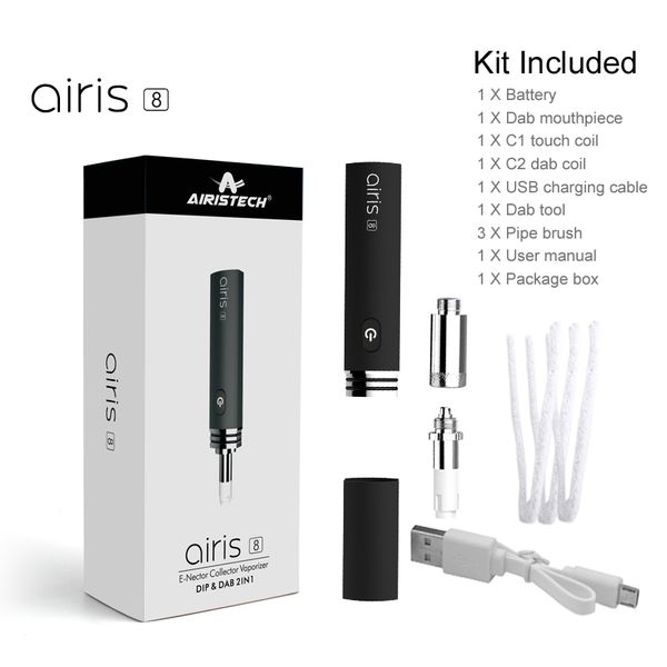 

Оригинал Airis 8 комплектов Airistech Dab Dip Vape Wax Испаритель Pen В.В. 420mAh батарея Электронный нектара коллектор