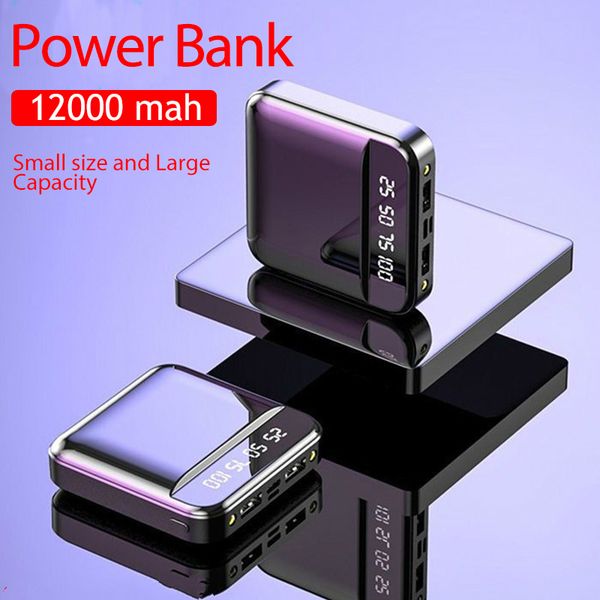 

mini power bank 12000mah for iphone x xiaomi mi powerbank pover bank charger dual usb ports external battery poverbank portable