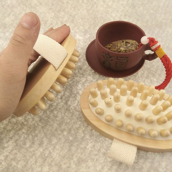 

hand-held wooden body brush massager cellulite reduction relieve tense muscles new