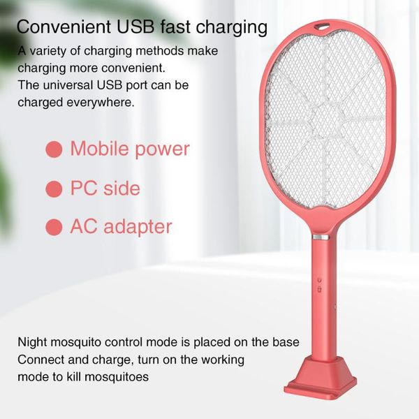 

3 layers deskpest control household living room with led light low noise handheld mosquito killer easy operate usb charging