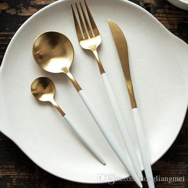 

factory price 8 color dinnerware set 304 stainless steel dinner knife fork soup coffee ice cream spoon teaspoon cutlery h123