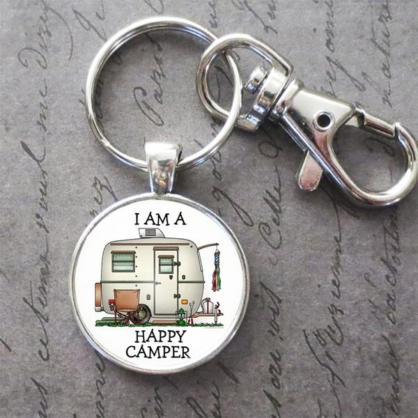 

happy campers silver key chain camping p pendant car key chain jewelry gifts, Slivery;golden