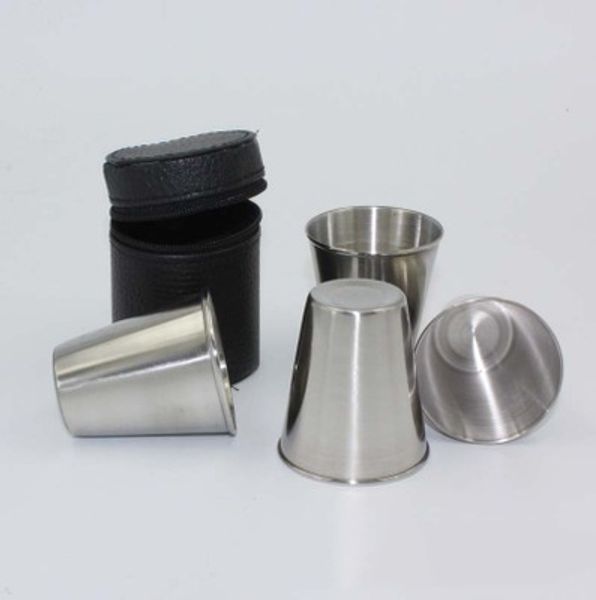 

4pcs stainless steel tumbler wine glass small metal glass 70ml portable for hiking camping party home